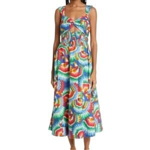 FARM Rio size large midi sun dress Chevron toucans Vibrant Zigzag